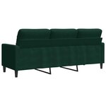 vidaXL Canapé à 3 places Vert foncé 180 cm Velours