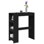 vidaXL Table de bar avec étagères noir bois d'ingénierie