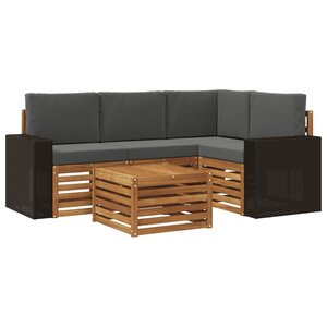 vidaXL Ensemble de canapés d'extérieur 5 pc Naturel et Anthracite