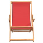 vidaXL Chaise de plage pliable Bois de teck solide Rouge