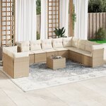 vidaXL Salon de jardin 11 Pièces avec coussins beige résine tressée