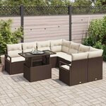vidaXL Ensemble de canapé de jardin 9 Pièces Marron et Crème polyrotin