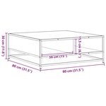 vidaXL Table basse sonoma gris 80x80x30 cm bois d'ingénierie et métal
