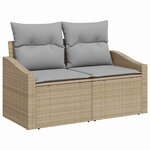 vidaXL Ensemble de canapé de jardin 9 Pièces Beige Poly rotin