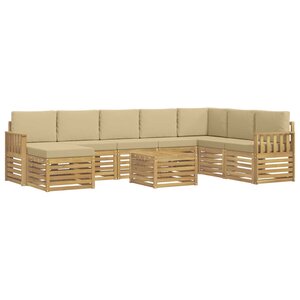 vidaXL Ensemble de canapés d'extérieur 7 pc Blanc et Beige Polyester
