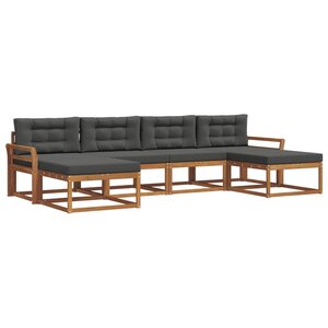vidaXL Ensemble de canapés d'extérieur 6 pc Naturel et Anthracite