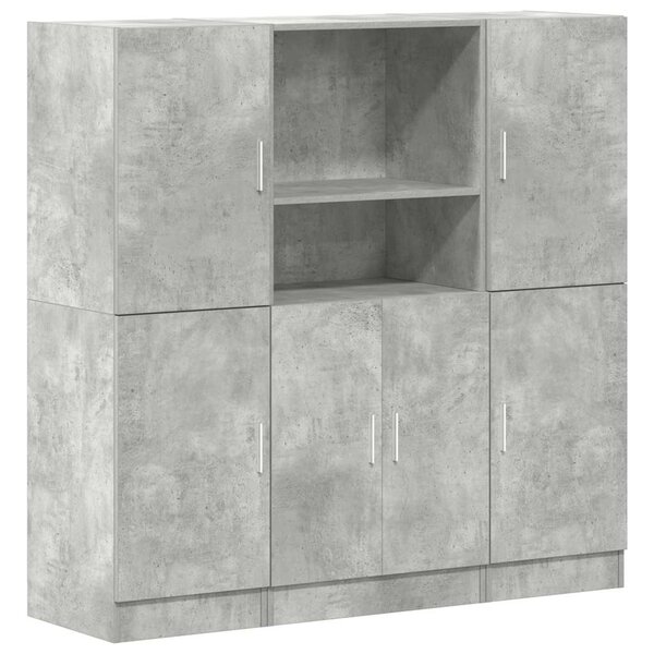 vidaXL Ensemble d'armoires de cuisine 3 Pièces gris béton
