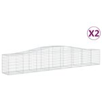 vidaXL Paniers à gabions arqués 2 Pièces 400x50x60/80 cm Fer galvanisé