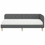 vidaXL Cadre de lit d'angle avec matelas Gris foncé 90 x 190 cm tissu