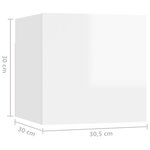 vidaXL Table de chevet Blanc brillant 30 5x30x30 cm Bois d'ingénierie