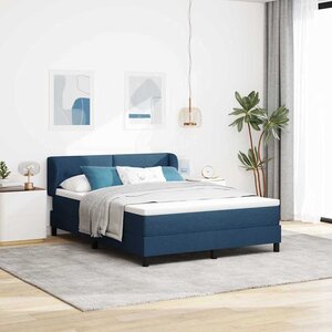 vidaXL Lit à ressorts avec matelas Bleu 140 x 200 cm tissu