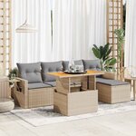 vidaXL Salon de jardin avec coussins 6 Pièces beige résine tressée