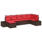 vidaXL Ensemble de canapé de jardin 7 Pièces Marron polyrotin