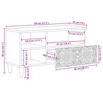 vidaXL Meuble TV Blanc 80 x 33 5 x 46 cm Bois de mangue massif