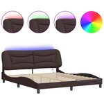 vidaXL Cadre de lit avec LED sans matelas Hvar marron foncé 180x200cm tissu