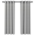 vidaXL Rideaux occultants Aspect lin avec œillets 2 Pièces Gris 140x175cm