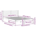 vidaXL Cadre de lit avec tête de lit Marron 140 x 210 cm Pin massif