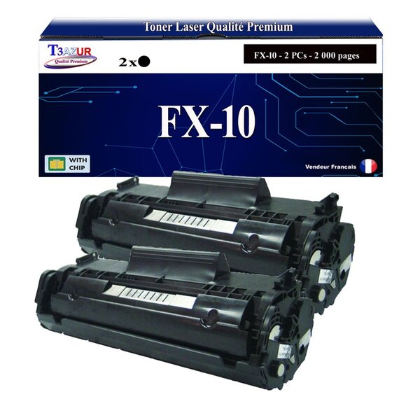 T3AZUR -2x Toners compatibles avec Canon FX10 (0263B002) pour Canon MF4140  MF4150  MF4270  MF4320D  MF4330D  MF4340D  MF4350D