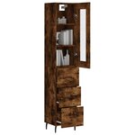 vidaXL Buffet haut Chêne fumé 34 5x34x180 cm Bois d'ingénierie