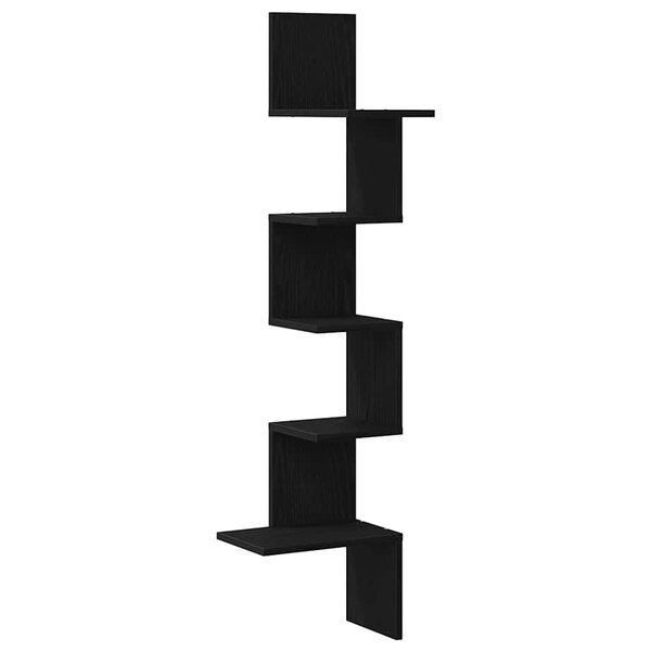 vidaXL Étagère d'angle murale noir 32x32x127 5 cm bois d'ingénierie