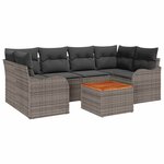 vidaXL Ensemble de canapé de jardin 7 Pièces Gris Poly rotin