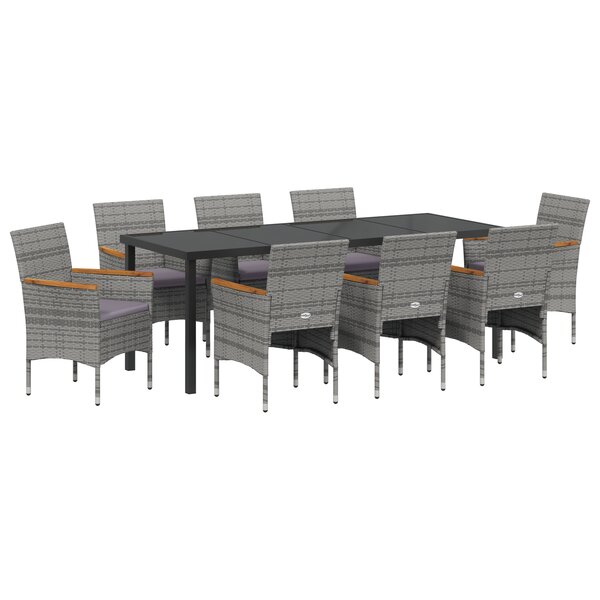 vidaXL Ensemble de salle à manger de jardin 9 pièces Gris Rattan PE