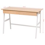 vidaXL Table d'écriture 110x55x75 cm Chêne et blanc