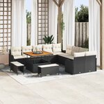 vidaXL Ensemble de canapé de jardin avec coussin 13 Pièces Noir et Crème