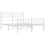 vidaXL Cadre de lit métal sans matelas et pied de lit blanc 135x190 cm