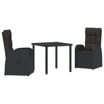 vidaXL Set de jardin de 3 pièces avec coussins en poly rattan noire