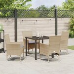 Ensemble de dîner de jardin 5 pièces vidaXL avec coussins en poly rattan beige