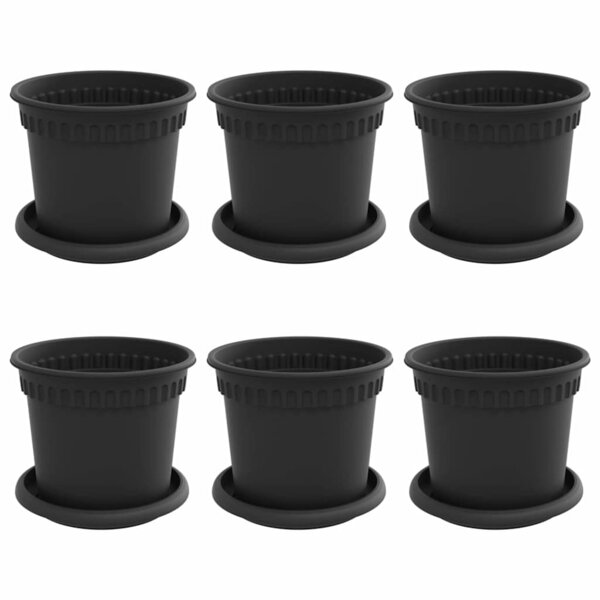 vidaXL Pots de plantes 6 Pièces Noir Ø 15 x 12 cm Plastique