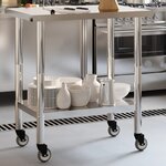 vidaXL Table de travail de cuisine avec roues 82 5x55x85 cm inox