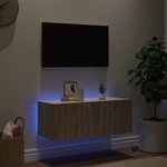 vidaXL Meuble TV mural avec lumières LED chêne sonoma 80x35x31 cm