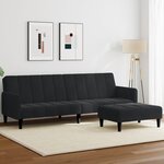 vidaXL Canapé-lit à 2 places avec repose-pied noir velours