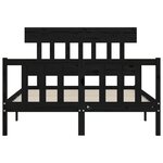 vidaXL Cadre de lit avec tête de lit noir 140x190 cm bois massif