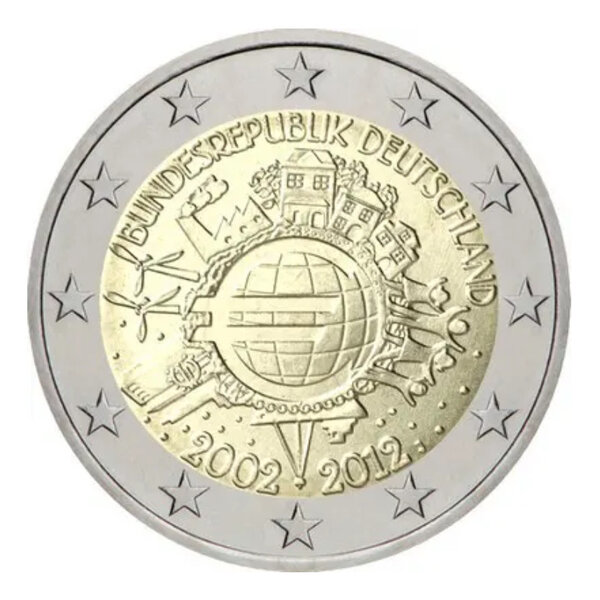 2 euros commémoratives Allemagne 2012 - 10 ans de l'Euro  les 5 ateliers.