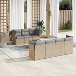 vidaXL Salon de jardin avec coussins 8 Pièces beige résine tressée