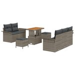 vidaXL Ensemble de Canapés de Jardin 8 Pièces avec Coussins Gris Rattan Acacia