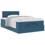 vidaXL Cadre de lit ottoman avec matelas bleu foncé 120x200 cm velours