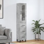vidaXL Buffet haut Gris béton 34 5x34x180 cm Bois d'ingénierie