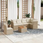 vidaXL Salon de jardin avec coussins 7 Pièces beige résine tressée