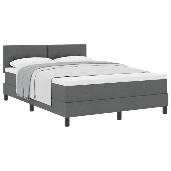 vidaXL Lit à ressorts avec tête de lit Gris foncé 160 x 200 cm tissu