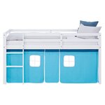 Lit mi-hauteur 90x200 cm matelas rideau bleu