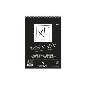 Bloc 40 Feuilles Croquis XL Black spiralés petit côté A3 150g Noir CANSON