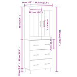vidaXL Buffet haut Gris béton 69 5x34x180 cm Bois d'ingénierie