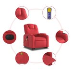 vidaXL Fauteuil inclinable de massage électrique rouge similicuir