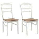 vidaXL Chaise de salle à manger 2 Pièces Blanc et Naturel