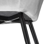 Lot de 2 chaises pieds noir siège de salon cuisine salle à manger design élégant velours gris 08_0000133