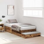 vidaXL Cadre de lit avec rangement Bois Ancien 75 cm Bois d'ingénierie